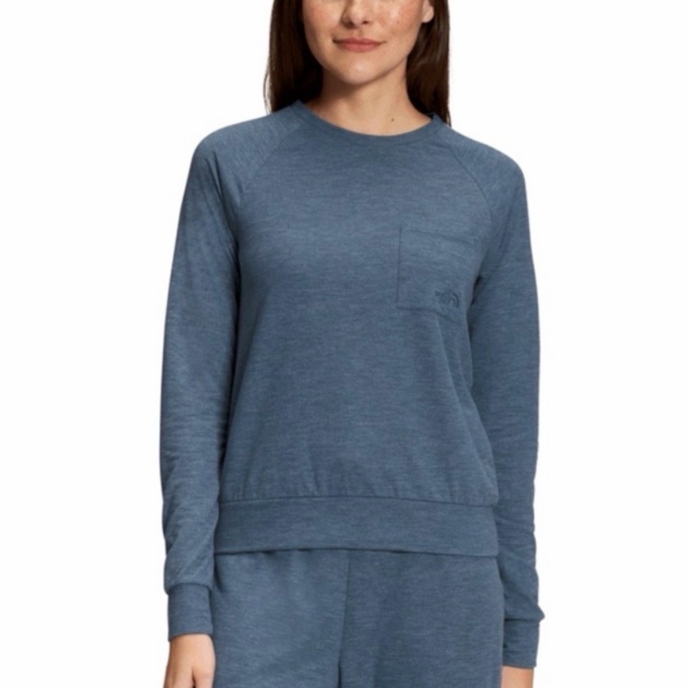 The North Face Westbrae Knit Crew Long Sleeve Shirt Top - size S - blue